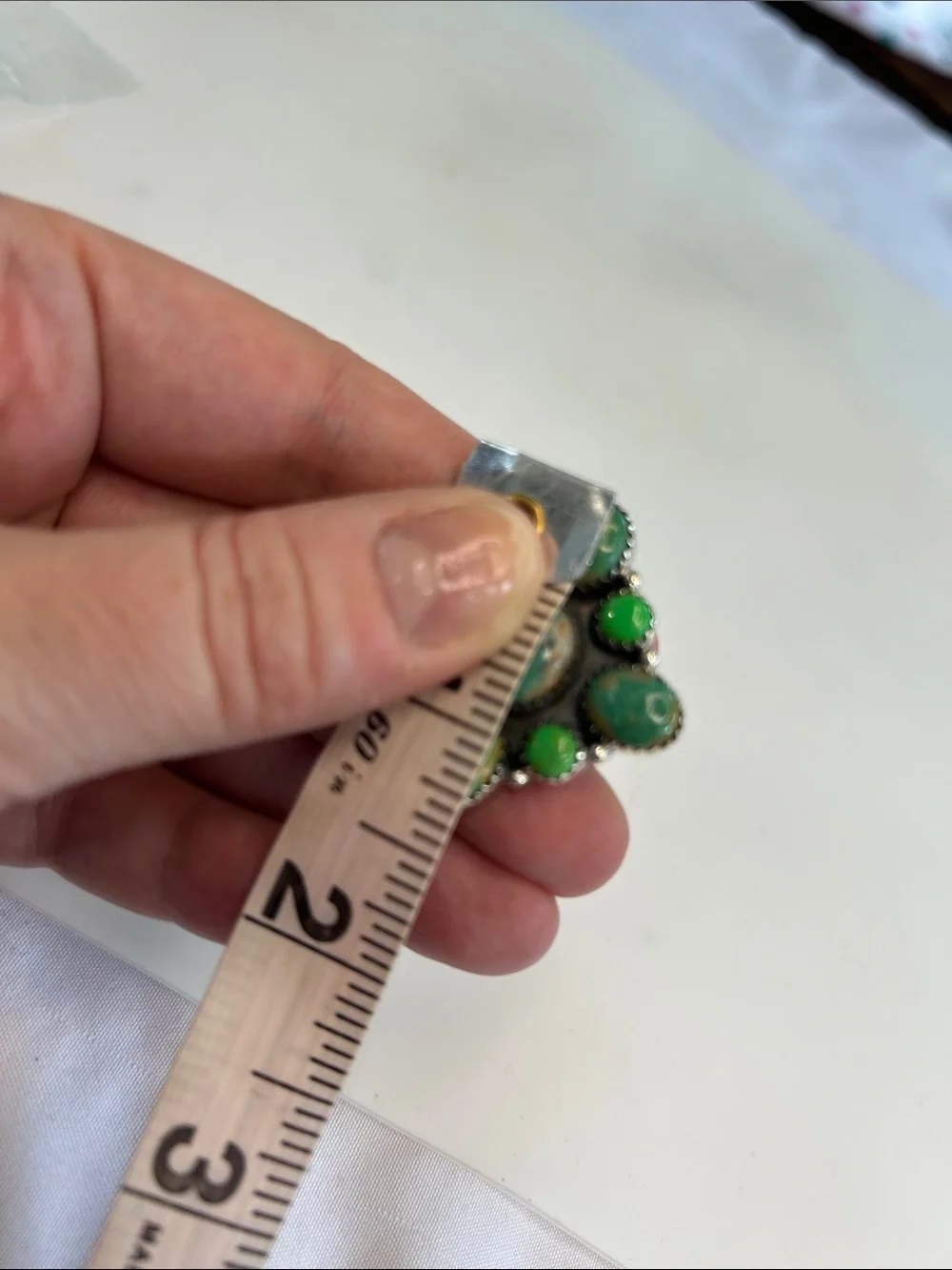 Southwest Sterling Silver Green Apple Mojave & Blue Turquoise Statement Ring 13g
